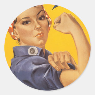 Adesivo Redondo Poster da Guerra Vintage - Rosie the riveter Stick