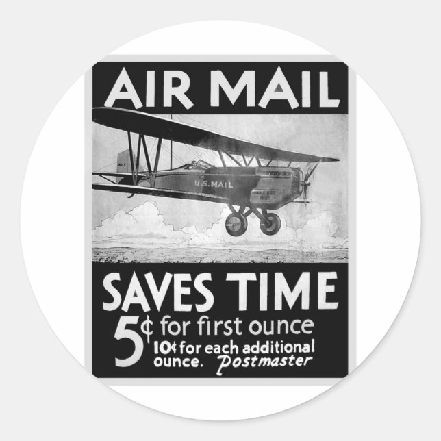 Adesivo Redondo Poster de correio aéreo (Frente)