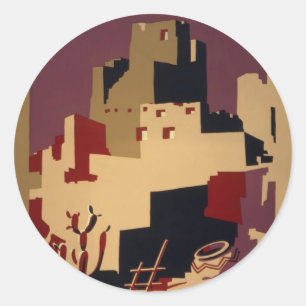 Adesivo Redondo Poster de viagens dos parques nacionais de WPA do