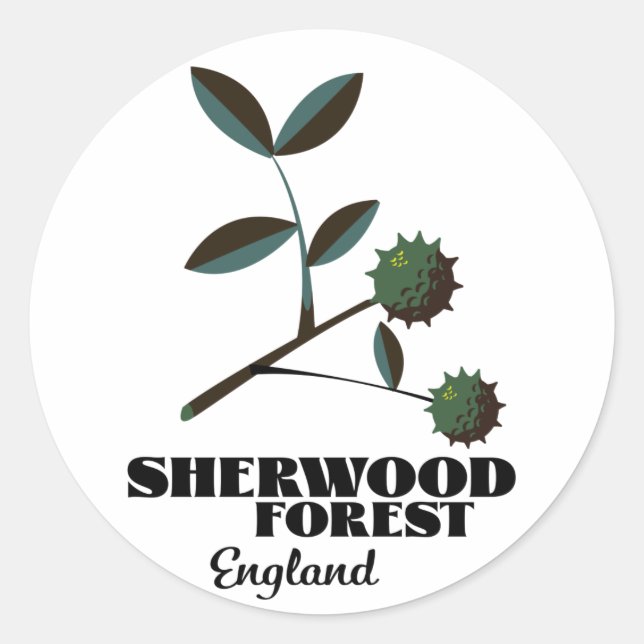 Adesivo Redondo Poster de viagens Sherwood Forest England (Frente)