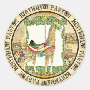 Adesivo Redondo Poster do circo do vintage, chá de fraldas do