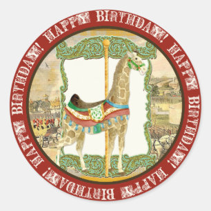 Adesivo Redondo Poster do circo do vintage, chá de fraldas do