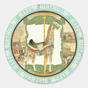 Adesivo Redondo Poster do circo do vintage, chá de fraldas do