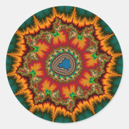 Adesivo Redondo Poster Verde Mandelbrot Fractal