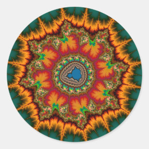 Adesivo Redondo Poster Verde Mandelbrot Fractal