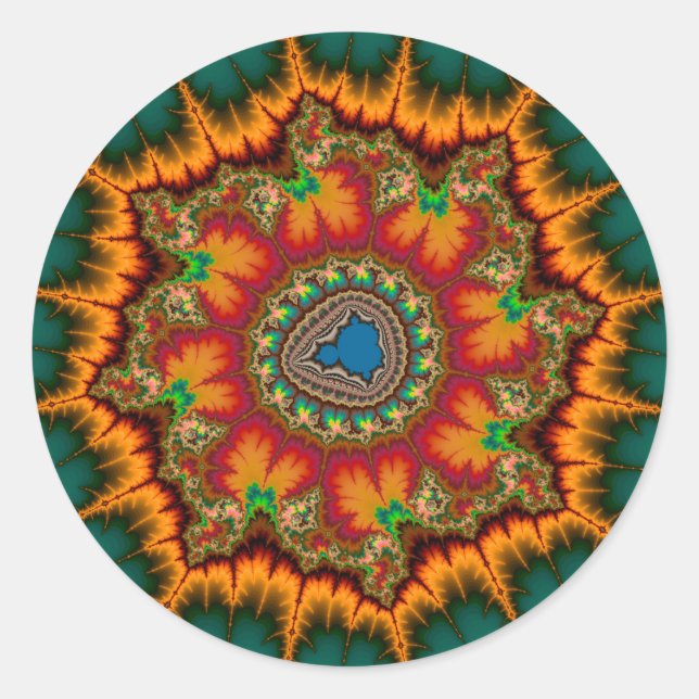 Adesivo Redondo Poster Verde Mandelbrot Fractal (Frente)