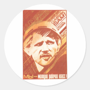 Adesivo Redondo Posters da propaganda de União Soviética da guer