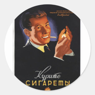 Adesivo Redondo Posters da propaganda de União Soviética da guer
