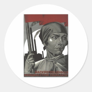 Adesivo Redondo Posters da propaganda de União Soviética da guer