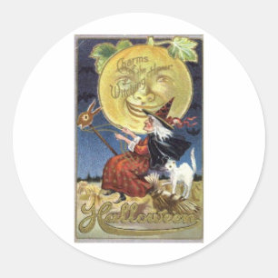 Adesivo Redondo Posters do clássico dos cartões do Dia das Bruxa
