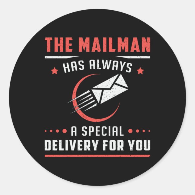 Adesivo Redondo Postman Mailman Dia Poste Entrega de Correio Ideia (Frente)