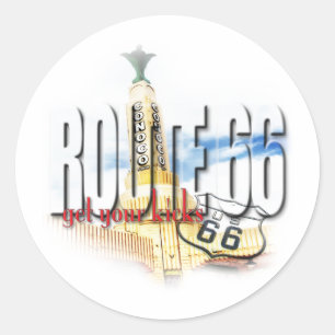 Adesivo Redondo Posto de gasolina velho de Conoco, Texas - rota 66