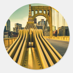 Adesivo Redondo Posto Pittsburgh Steel City Bridge Pennsylvania 41