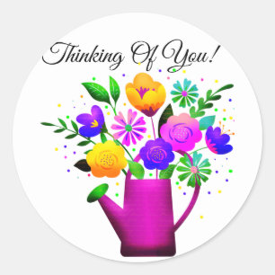 Adesivo Redondo Pote de abeberamento rosa e flores cor-de-rosa ama