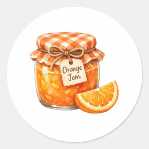 Adesivo Redondo Pote de aquarela com geléia de laranja fresca