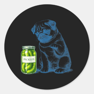 Adesivo Redondo Pote de ckle de cachorro Pug vintage