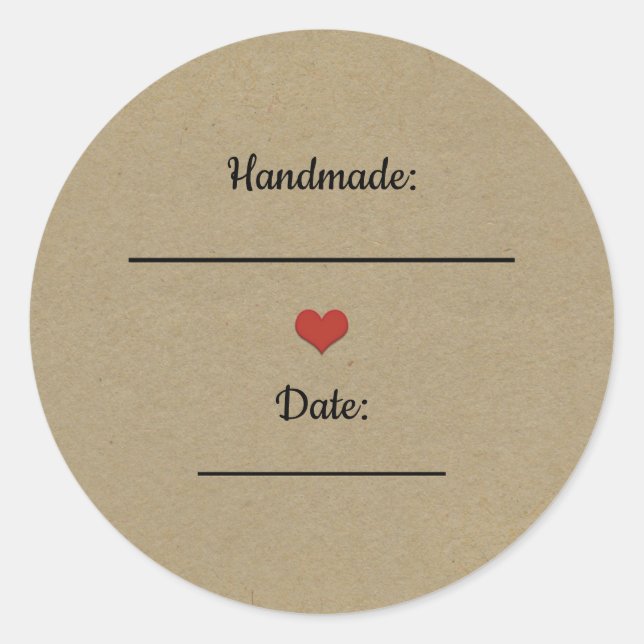 Adesivo Redondo Pote de Conserva Feito à Mão em Kraft Marrom Rústi (Frente)