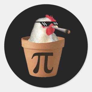 Adesivo Redondo Pote de frango Torta Engraçada Matemática Pi Dia