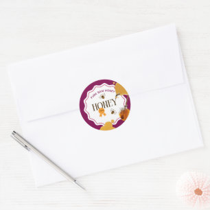 Adesivo Redondo Pote de Mel Abelha Mel Colmeia Apiário