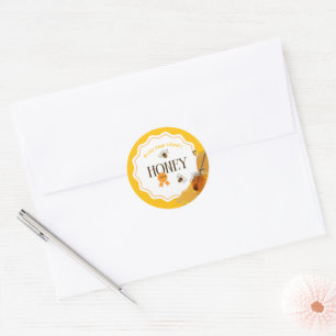 Adesivo Redondo Pote de Mel Abelha Mel Colmeia Apiário