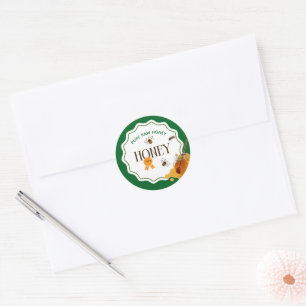 Adesivo Redondo Pote de Mel Abelha Mel Colmeia Apicultura