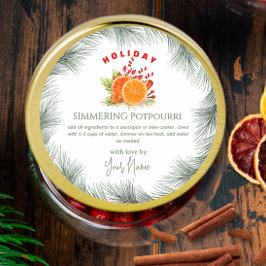 Adesivo Redondo Pote de Potpourri de Natal na Pia Verde Simmering