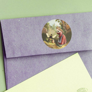 Adesivo Redondo Pote do mel da menina da abelha do vintage