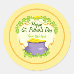 Adesivo Redondo Pote irlandês do Dourado