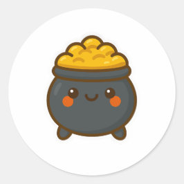 Adesivo Redondo Pote Kawaii do Dourado