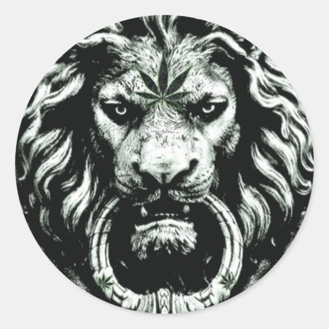 Adesivo Redondo Pote Leaf Lion Sticker (Frente)