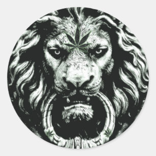 Adesivo Redondo Pote Leaf Lion Sticker