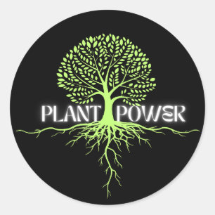 Adesivo Redondo Potência da Planta. Indo a Vegan
