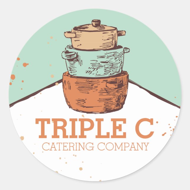 Adesivo Redondo potes de cozinhar empilhados retrorreflectores pan (Frente)