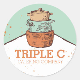 Adesivo Redondo potes de cozinhar empilhados retrorreflectores pan