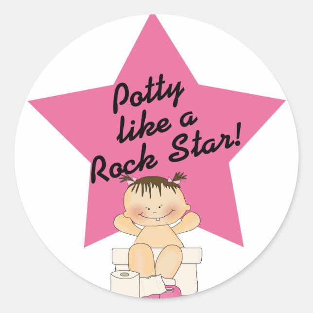 Adesivo Redondo Potty Like A Rock Star Girl (Frente)