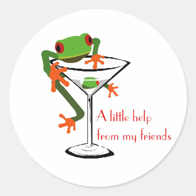 Adesivo Redondo Pouca ajuda de meus amigos (Frente)