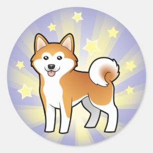 Adesivo Redondo Pouca estrela Akita Inu/Shiba Inu
