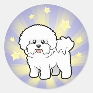 Adesivo Redondo Pouca estrela Bichon Frise
