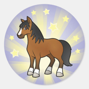 Adesivo Redondo Pouco cavalo da estrela