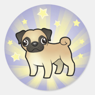 Adesivo Redondo Pouco Pug da estrela