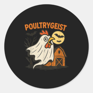 Adesivo Redondo Poultrygeist Engraçado Galinha Fantasma Datas do D