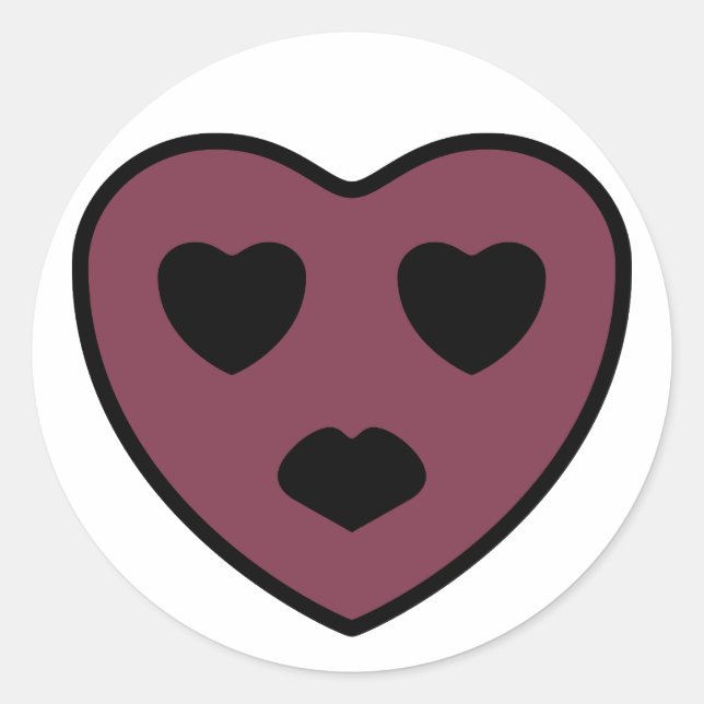 Adesivo Redondo Pout da face do coração (Frente)