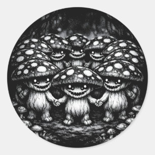 Adesivo Redondo Povo Fungo • Criaturas da Floresta por BurnsInHel