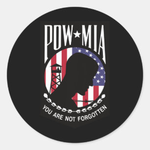 Adesivo Redondo Pow Mia Usa Bandeira Você Não É Esquecido