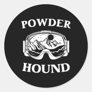 Adesivo Redondo Powder Hound Snowboard Skibot Winter Sport Top