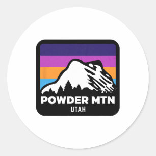 Adesivo Redondo Powder Mountain Utah Esquiando Família Snowboard S