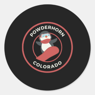 Adesivo Redondo Powderhorn Colorado Snowboard Penguin Snowboard
