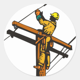 Adesivo Redondo Power Lineman Electronics Worker