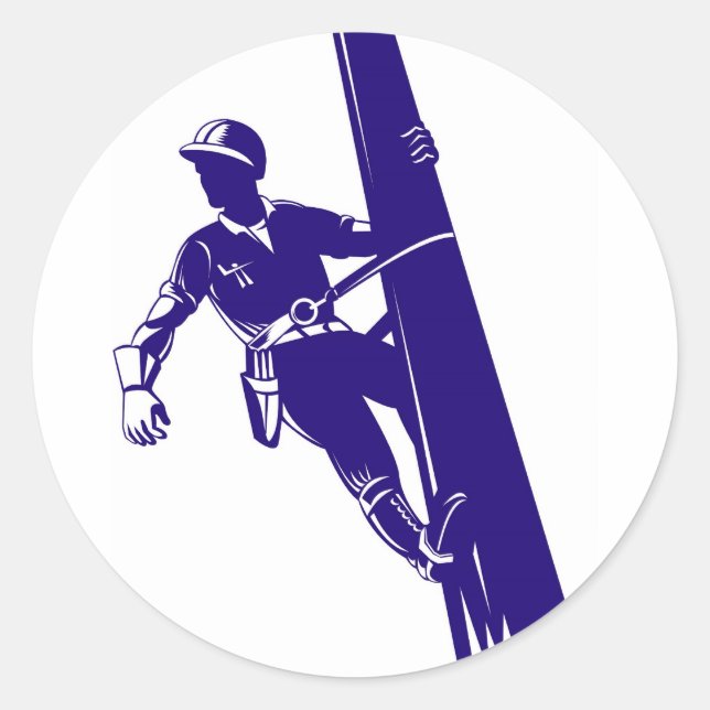 Adesivo Redondo Power Lineman Electronics Worker (Frente)