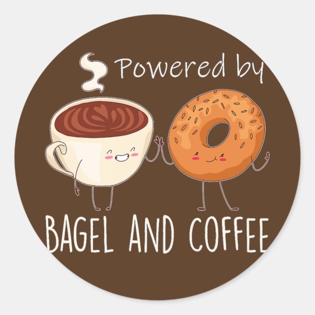 Adesivo Redondo Powered by Bagel and Coffee Bagel lover Baking  (Frente)